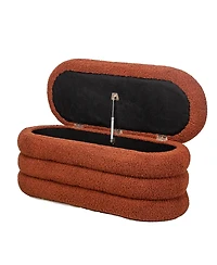Nordlys - Terracotta Boucle Storage Bench Modern Design Style Upholstery Entry