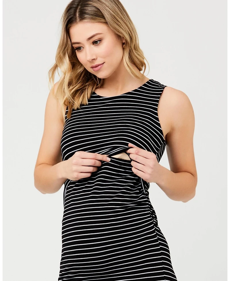 Ripe Maternity Maternity Mia Sleeveless Nursing Dress in Black and Flint - Perfect Beyond
