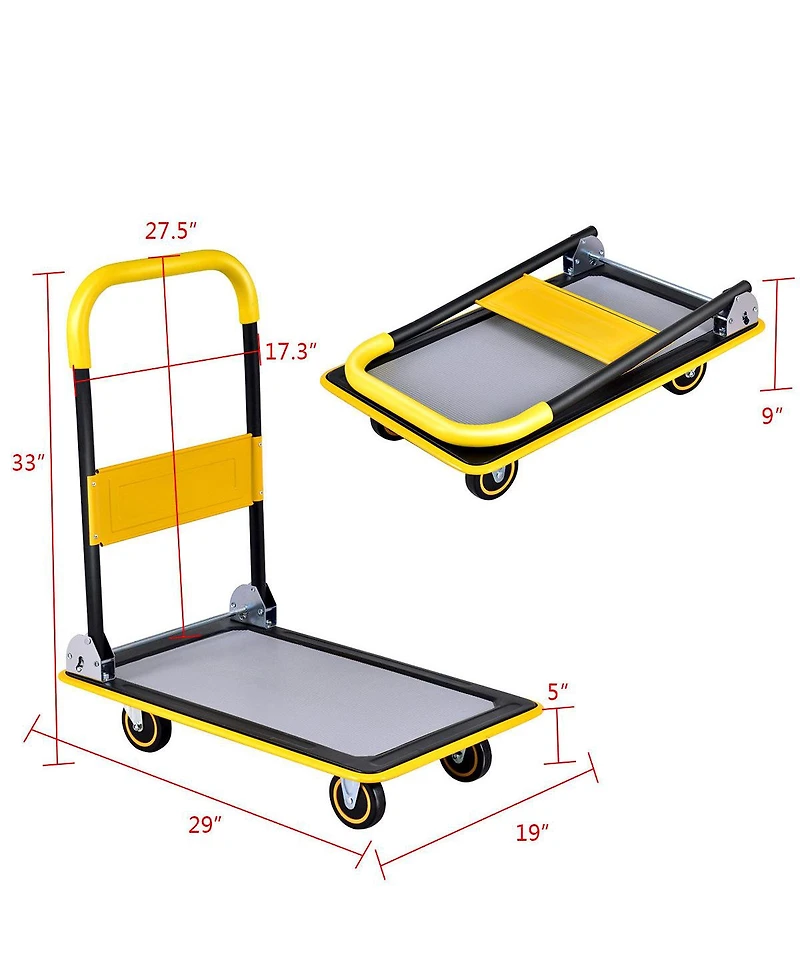 Costway 330lbs Folding Platform Cart Dolly Push Hand Truck Moving Warehouse Foldable