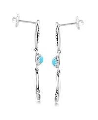 American West Jewelry Sterling Silver Sleeping Beauty Turquoise Teardrop Double Loop Gemstone Earrings