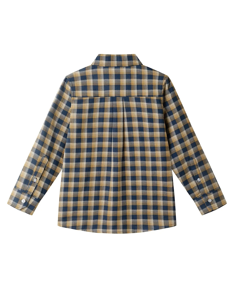 Andy & Evan Toddler Boys Toddler/Child Blue Plaid Two Faced Buttondown