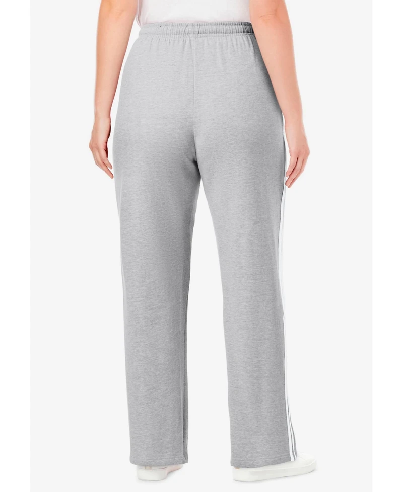 Woman Within Women's Better-Fleece Side-Stripe Pull-On Sweatpants