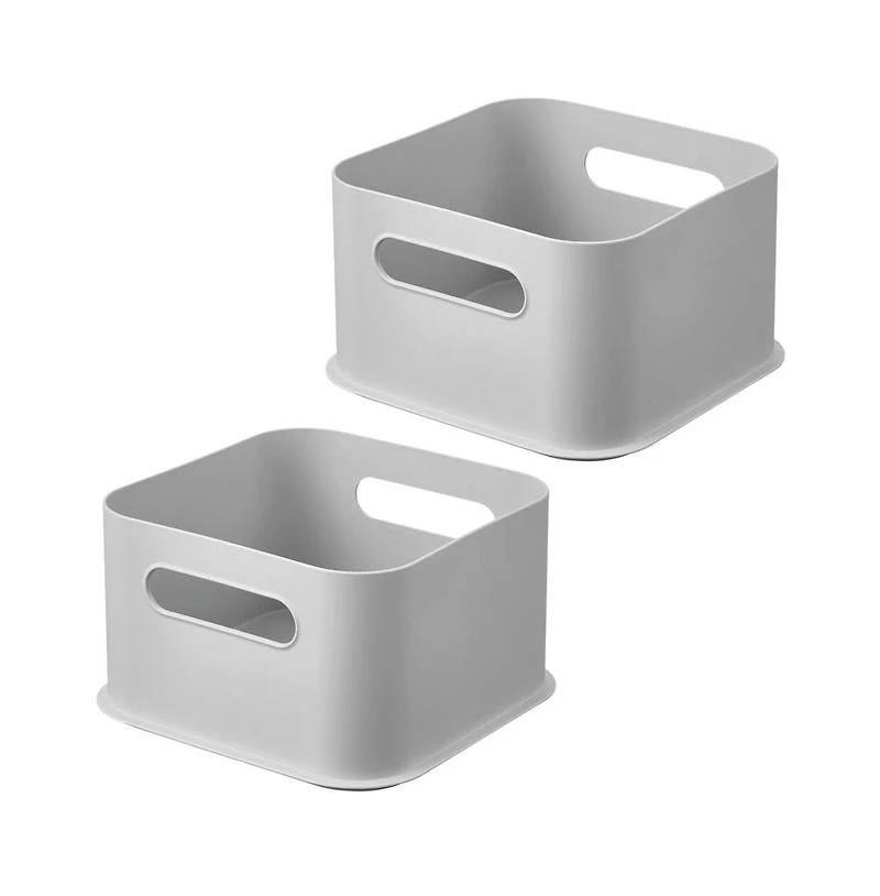 iDesign Plastic Pantry Storage Bin with Handles - Set of 2 - Gray - Made in Usa