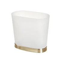 iDesign Small Oval Bathroom Trash Can, Set of 2, Frost/Soft Brass, Made in Usa