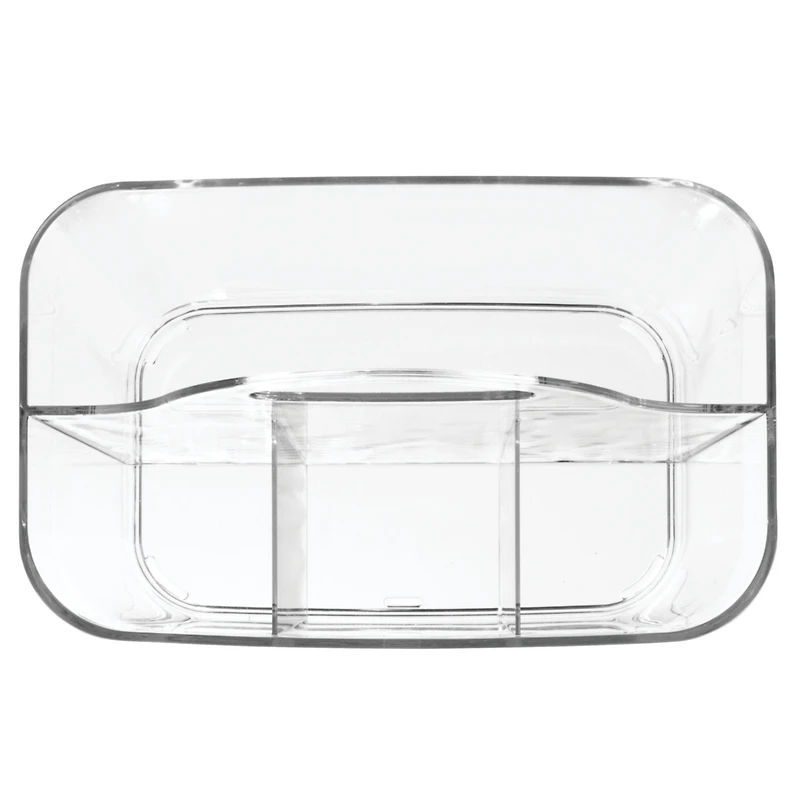 mDesign Small Plastic Divided Cosmetic Storage Organizer Caddy Tote Bin - Clear, Usa Made