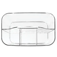 mDesign Small Plastic Divided Cosmetic Storage Organizer Caddy Tote Bin - Clear, Usa Made