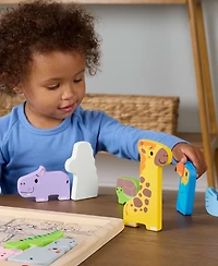 Fisher Price Wooden Animal Puzzle, Shape-Sorting Activity, 13 Wood Pieces