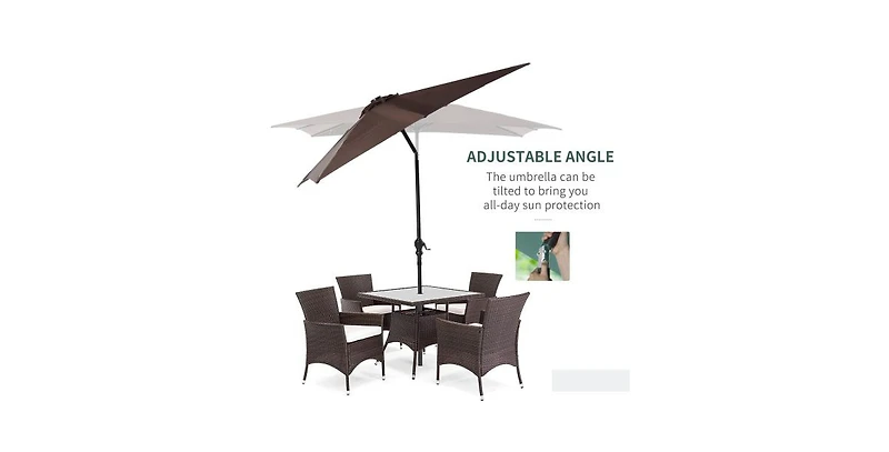 9 Foot Solar Led Patio Umbrella with Tilt and Crank