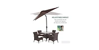 9 Foot Solar Led Patio Umbrella with Tilt and Crank
