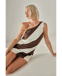 Nasty Gal Women's Stripe One Shoulder Tailored Mini Dress