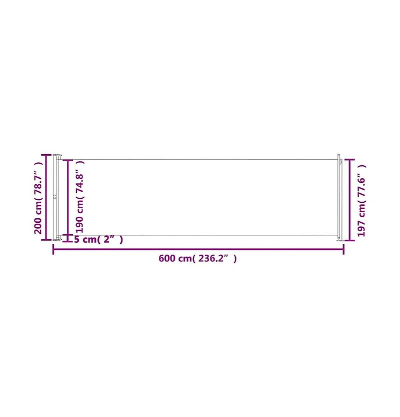 Side Awning Cream Polyester with Pu coating, powder-coated steel