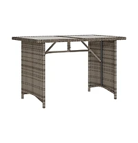 vidaXL Garden Table Grey Pe rattan, powder-coated steel, tempered glass