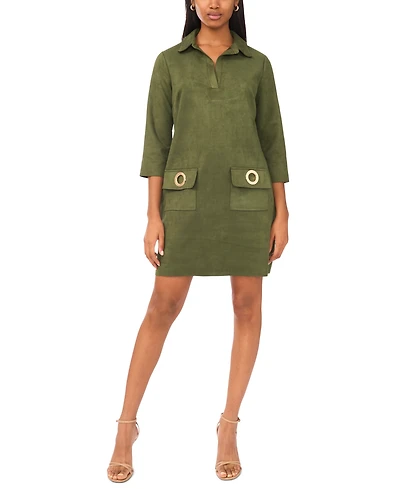 Msk Women's 3/4 Sleeve Grommet Pocket Dress