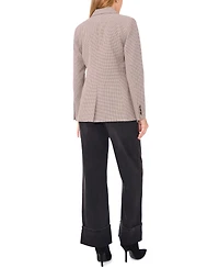 1.state Women's Peak Lapel Button Front Small Check Blazer