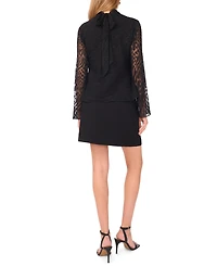1.state Women's Long Bell Sleeve Open Back Tie Top