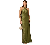Adrianna Women's Folied-Chiffon Halter Gown
