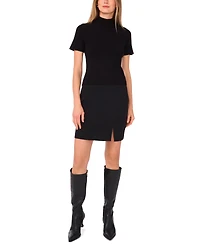 1.state Women's Short Sleeve Turtleneck Sweater