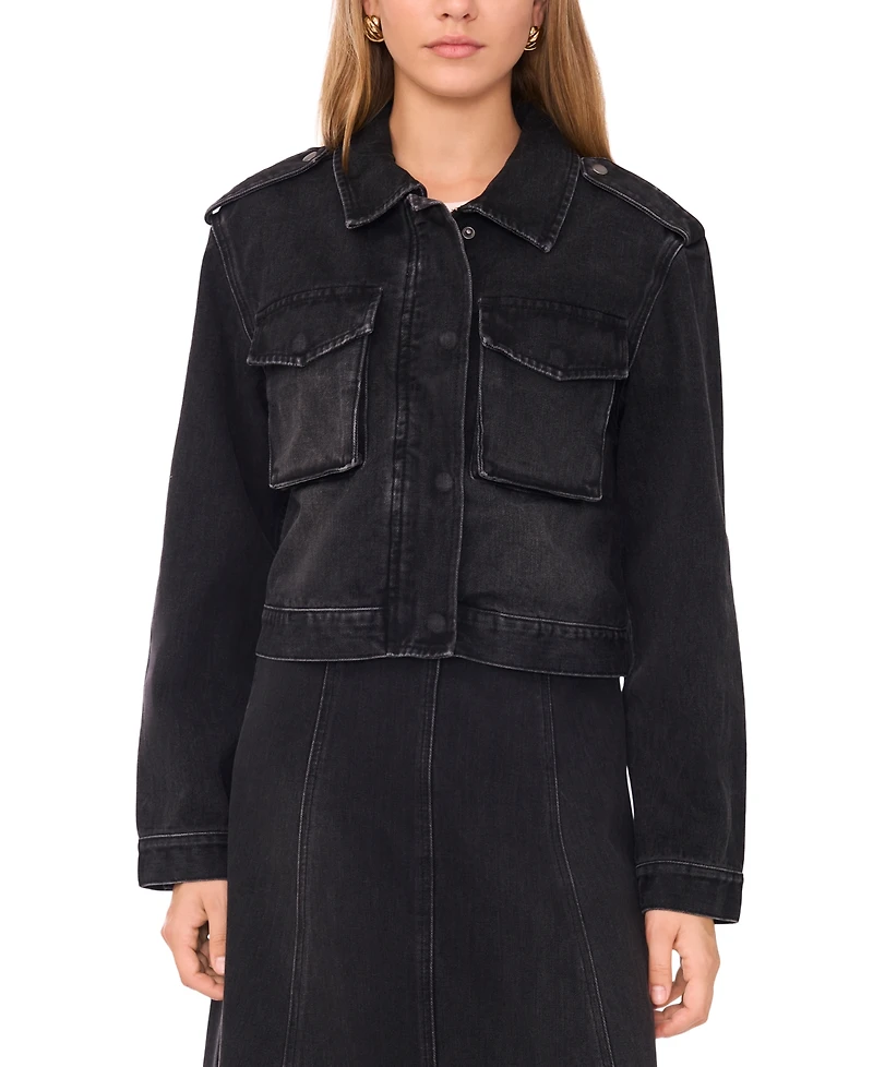 1.state Women's Collar Denim Jacket