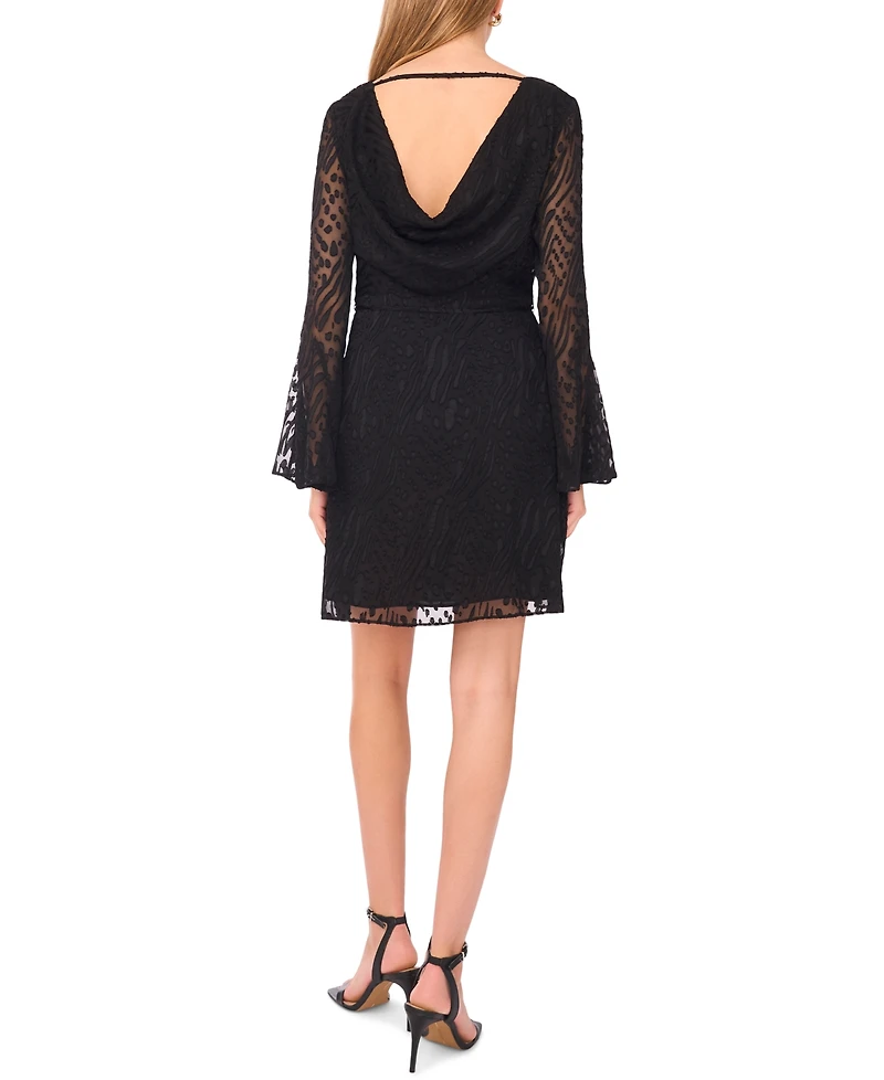 1.state Women's Cowl Back Bell Sleeve Mini Dress