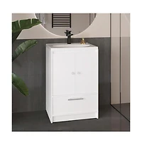 Tuhome Bathroom Vanity with Two Doors, Madison White Mdf