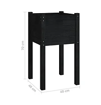 Garden Planter Set of 2 Black Solid pinewood 27.6 in high