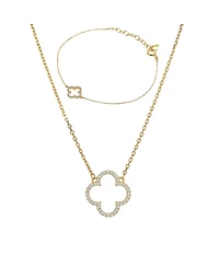 Bearfruit Jewelry Sterling Silver 18k Gold Plated Aria Clover Necklace & Bracelet Set