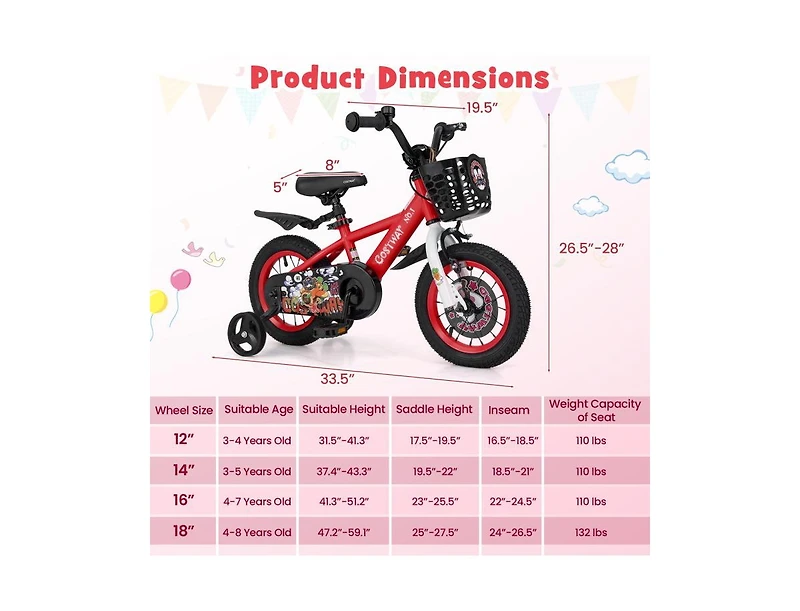 Akiudex Kids Bike with Adjustable Seat