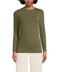 Lands' End Women's Lightweight Jersey Skimming Long Sleeve Crew Neck T-shirt
