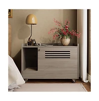 Zeus & Ruta Gray Hidden Litter Box Cabinet with Storage Bench