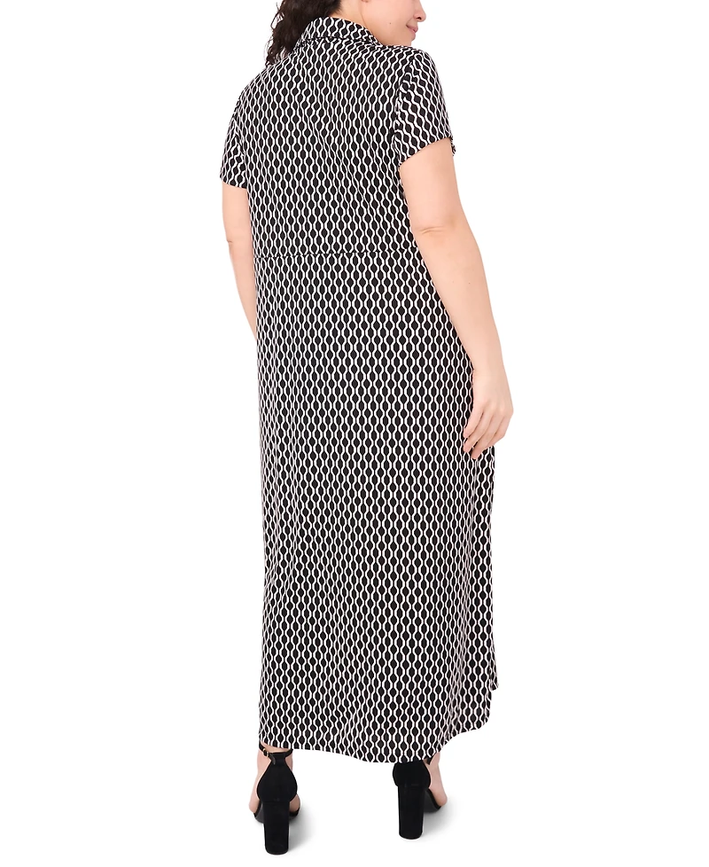 Msk Plus Short Sleeve Printed Maxi Dress