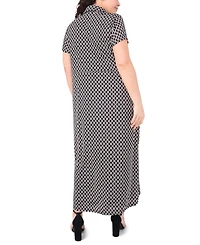 Msk Plus Short Sleeve Printed Maxi Dress