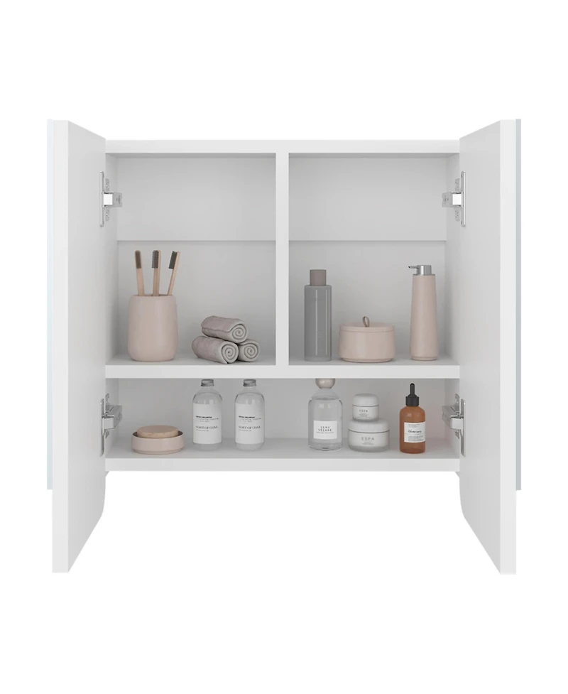 Fm Furniture Patience Medicine Cabinet, two swing doors, three spacious shelves, modern and minimalist design, White
