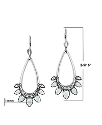 American West Jewelry Sterling Silver White Mother of Pearl Open Pear Gemstone Lever Back Earrings