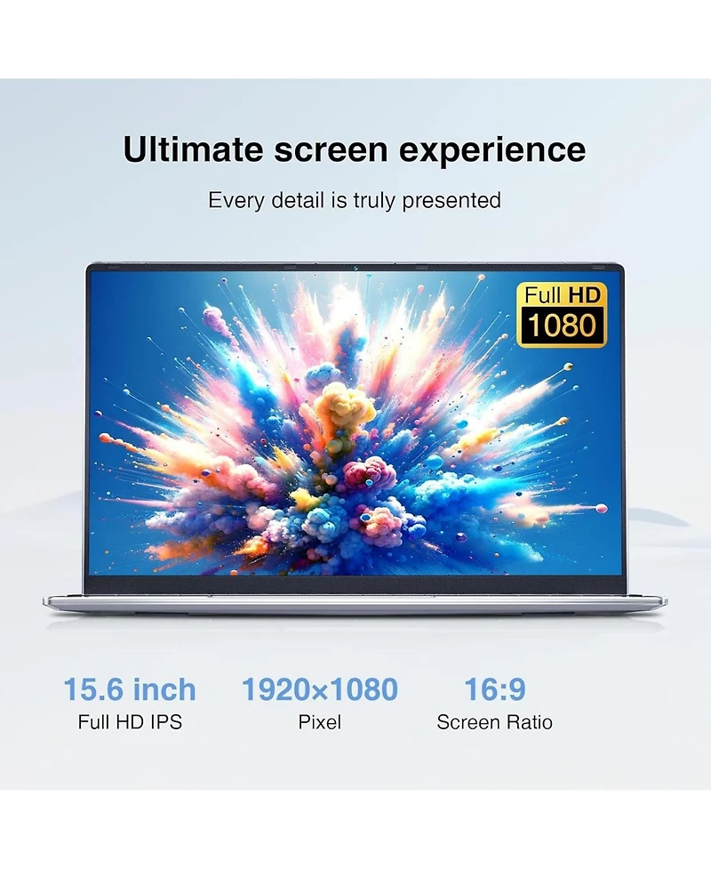 Gaming Laptop, 15.6 Inch Laptop Computer, Laptops 16GB Ram 512GB Ssd, 12th Gen N95 Processor (Up to 3.4GHz), Supports 180 Angle Opening Backlit Keyboa