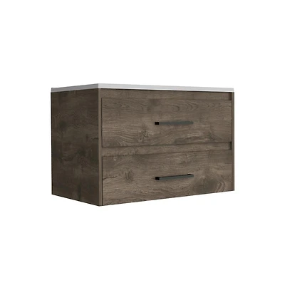Tuhome Praga Floating Vanity Sink Dark Brown / White Mdf
