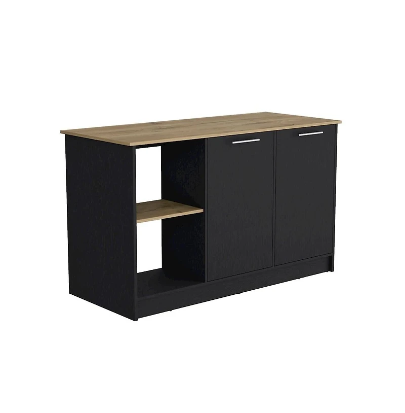 Tuhome Juniper Kitchen Island Black / Macadamia Mdf