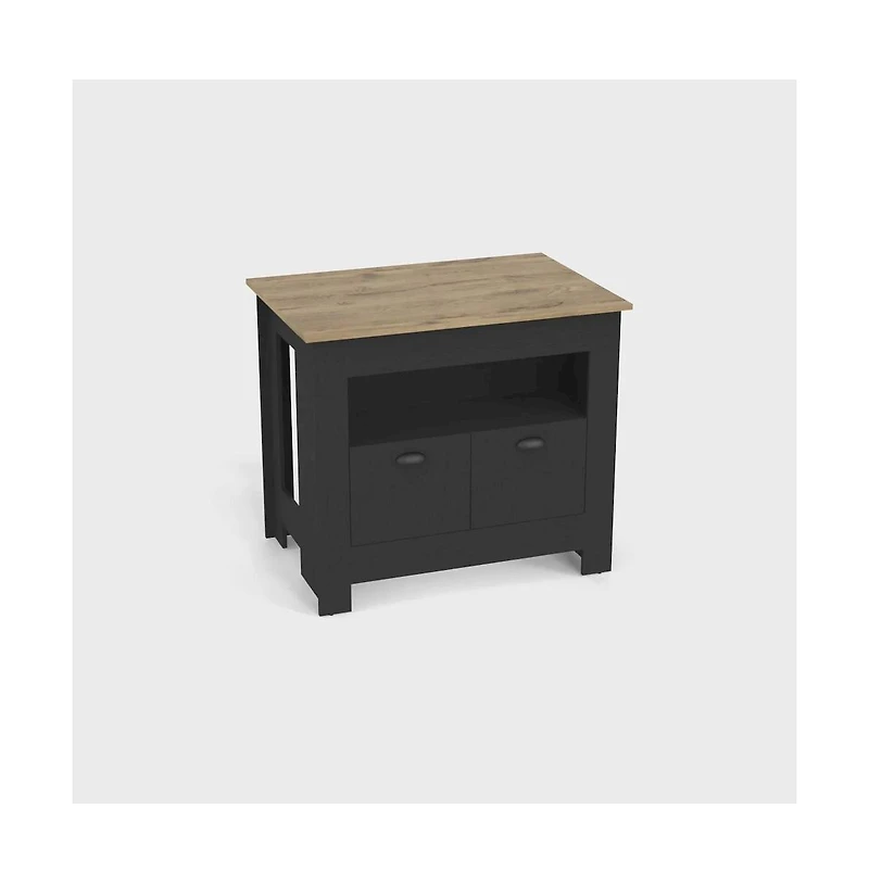Tuhome Arlet Kitchen Island Black/Macadamia Mdf