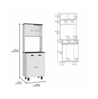 Tuhome Salen Kitchen Pantry White/Black Mdf