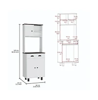 Tuhome Salen Kitchen Pantry White/Black Mdf