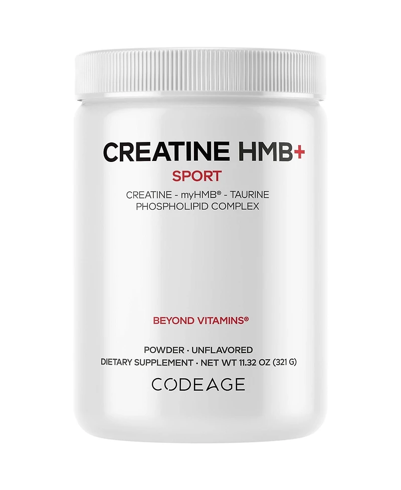 Codeage Creatine Hmb+ Powder - Creatine Monohydrate, Taurine, myHMB Supplement, Vitamin D3 - Sports Support Supplement - Unflavored