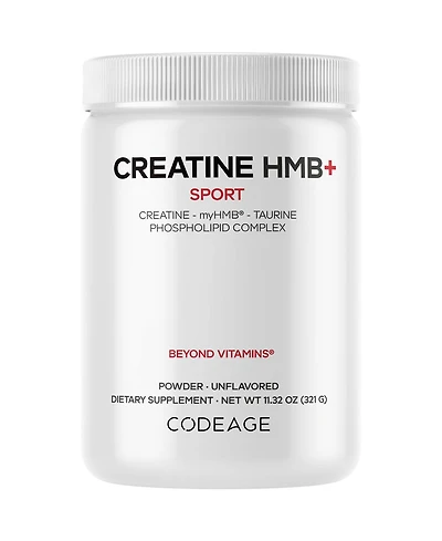 Codeage Creatine Hmb+ Powder - Creatine Monohydrate, Taurine, myHMB Supplement, Vitamin D3 - Sports Support Supplement - Unflavored