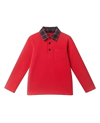 Andy & Evan Little Boys Toddler/Child Red Polo w/Plaid Collar Twill Pull On Pant