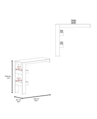Fm Furniture Drysdale Bar Table, Three Open Side Shelves, Modern Design for Kitchen or Dining Area, White