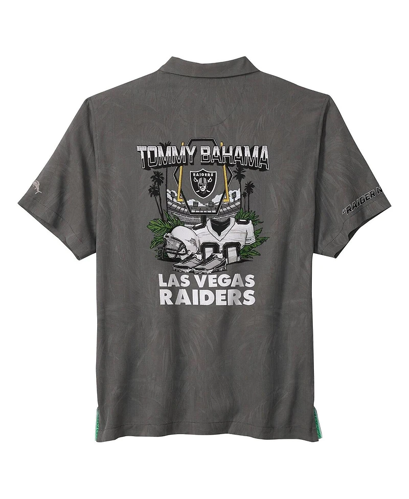 Tommy Bahama Men's Gray Las Vegas Raiders Endzone Paradise Coolmax Button-Up Shirt