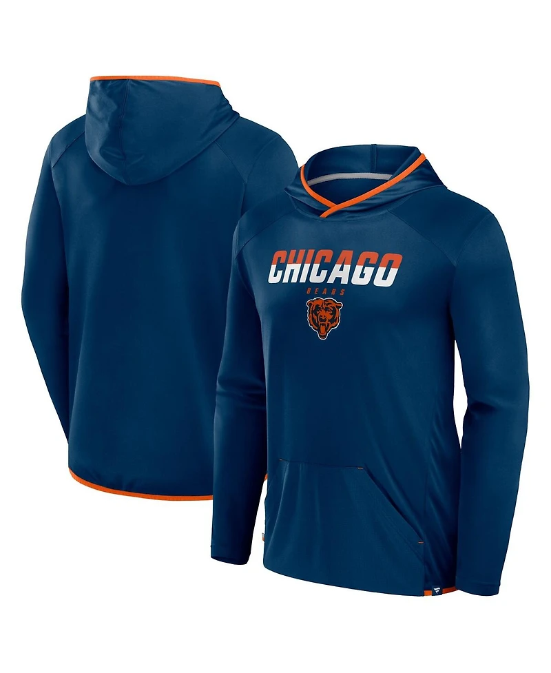 Fanatics Men's Navy Chicago Bears Transitional Defender Hoodie Long Sleeve T-Shirt