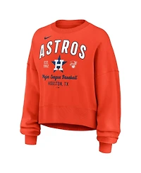 Nike Women's Orange Houston Astros Oversized High Hip Pullover Sweatshirt