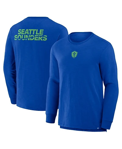 Fanatics Men's Blue Seattle Sounders Fc Lob Attempt Stadium Slub Long Sleeve T-Shirt
