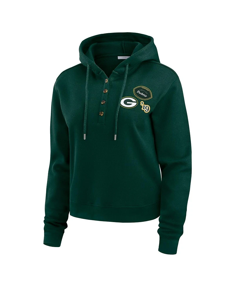Wear by Erin Andrews Women's Green Bay Packers Waffle Hoodie Pullover Top