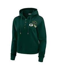 Wear by Erin Andrews Women's Green Bay Packers Waffle Hoodie Pullover Top