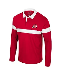 Colosseum Men's Red Utah Utes Too Cool for School Long Sleeve Polo Shirt